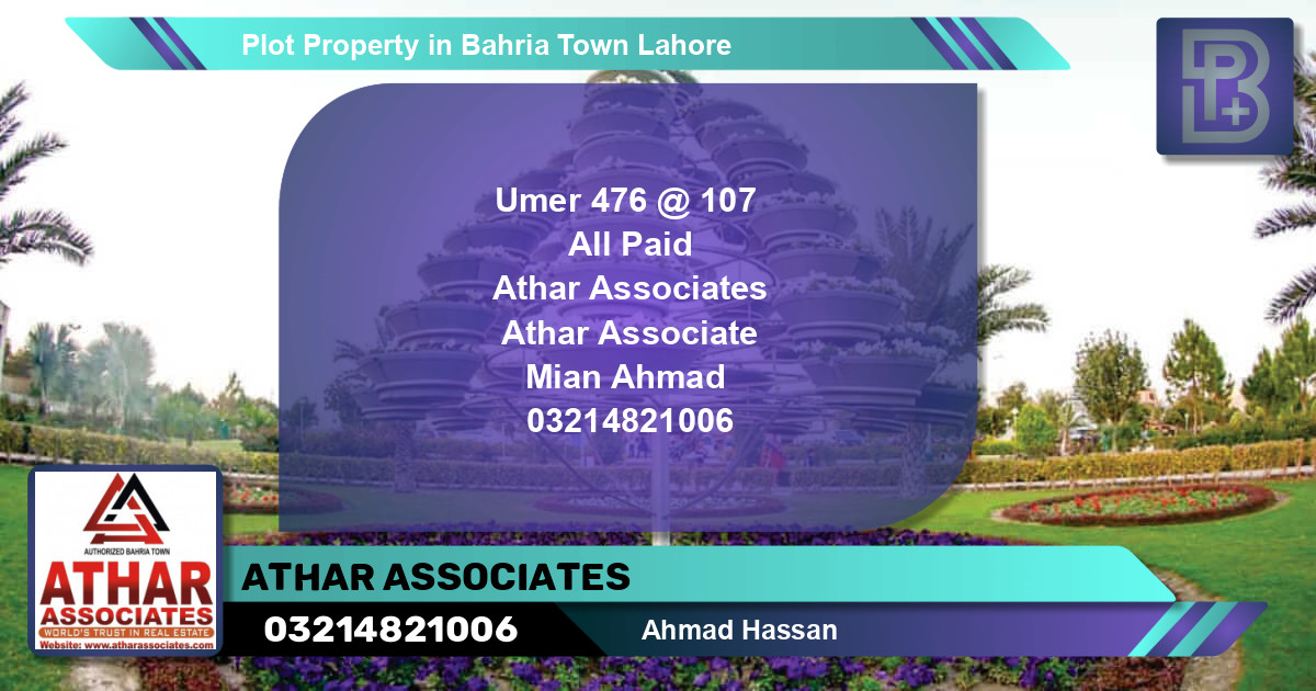 Residential Plot for Sale in Bahria Town, Lahore - (BP-60370)