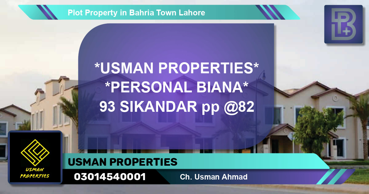 Residential Plot for Sale in Bahria Town, Lahore - (BP-60382)