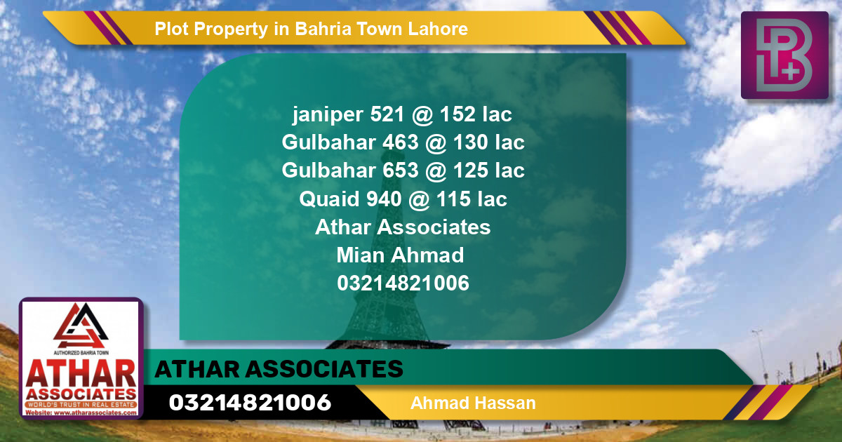 Residential Plot for Sale in Bahria Town, Lahore - (BP-60392)
