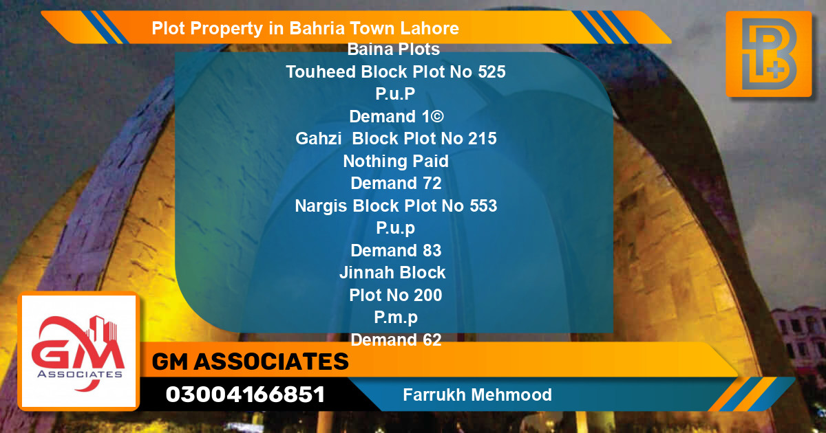 Residential Plot for Sale in Bahria Town, Lahore - (BP-60422)
