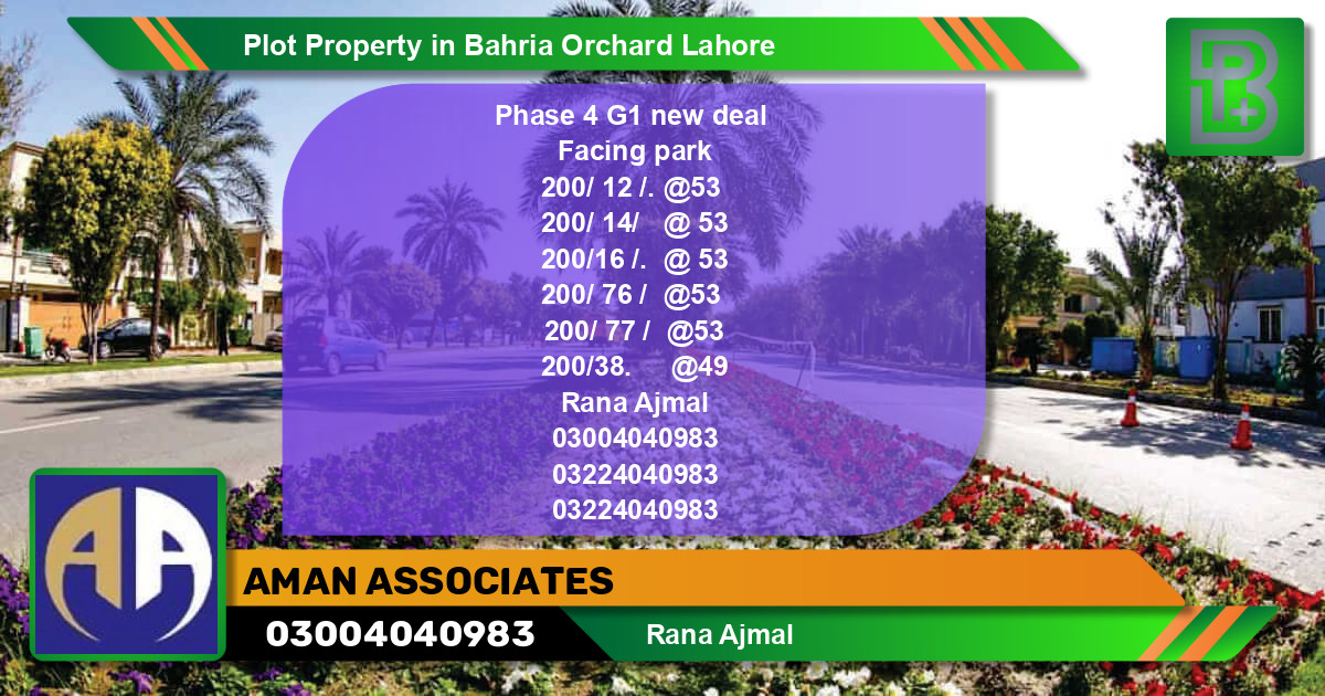Residential Plot for Sale in Bahria Orchard, Lahore - (BP-60442)