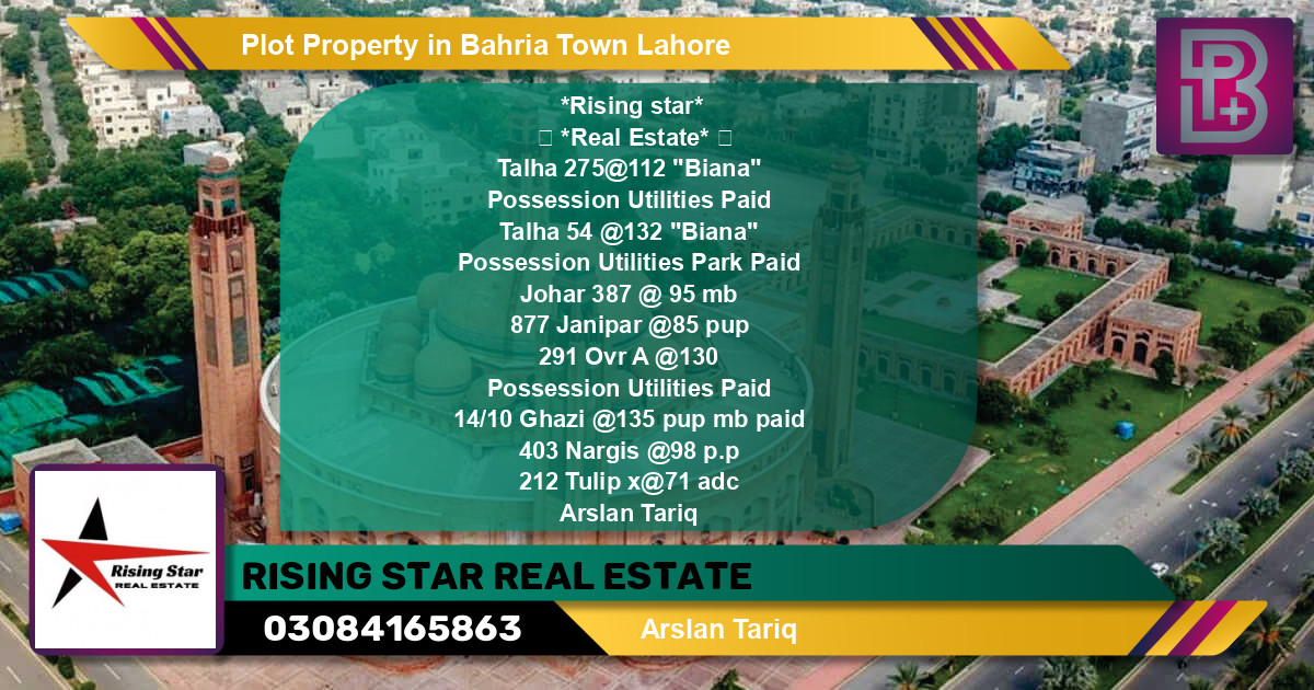 Residential Plot for Sale in Bahria Town, Lahore - (BP-60474)