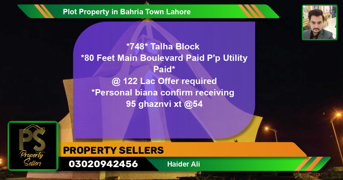 Residential Plot for Sale in Bahria Town, Lahore - (BP-60528)