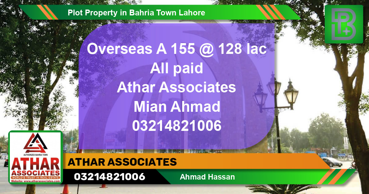 Residential Plot for Sale in Bahria Town, Lahore - (BP-60538)