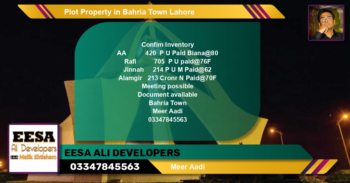 Residential Plot for Sale in Bahria Town, Lahore - (BP-60566)