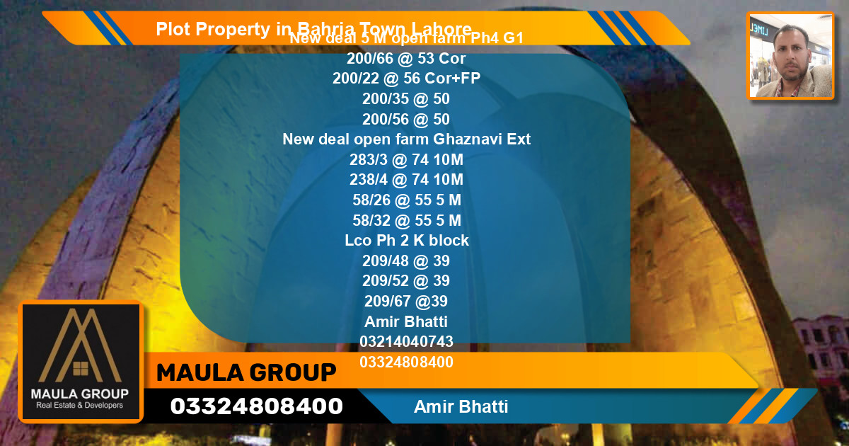 Residential Plot for Sale in Bahria Town, Lahore - (BP-60570)