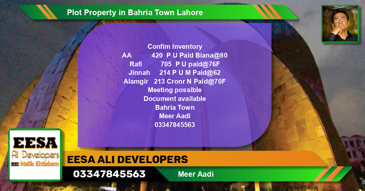 Residential Plot for Sale in Bahria Town, Lahore - (BP-60596)