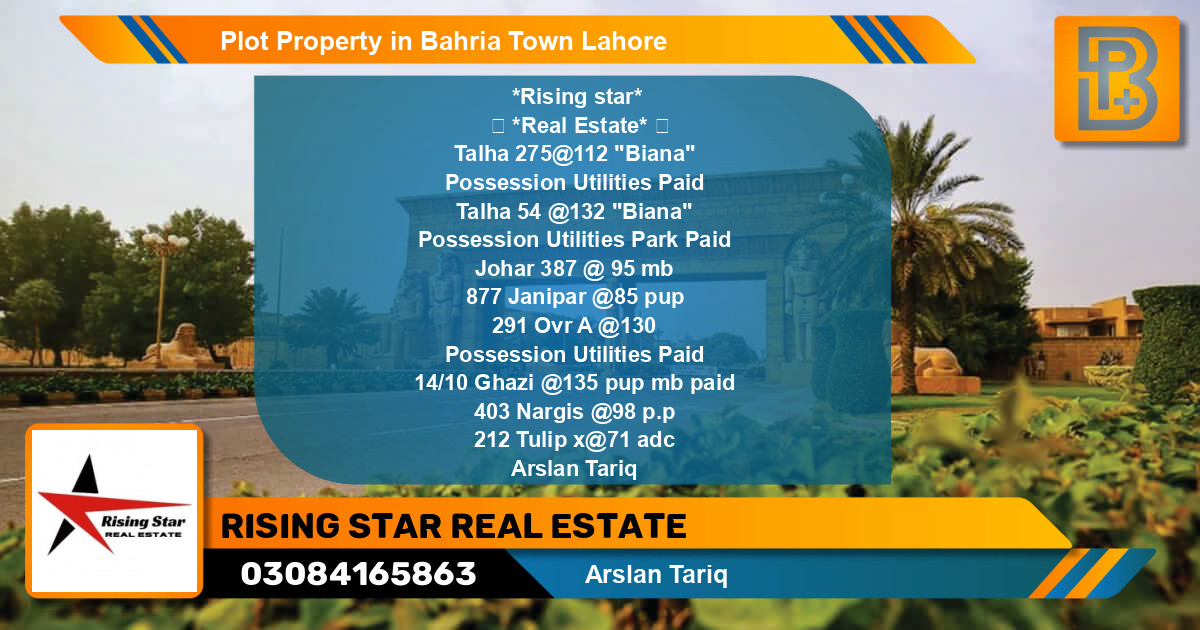 Residential Plot for Sale in Bahria Town, Lahore - (BP-60603)