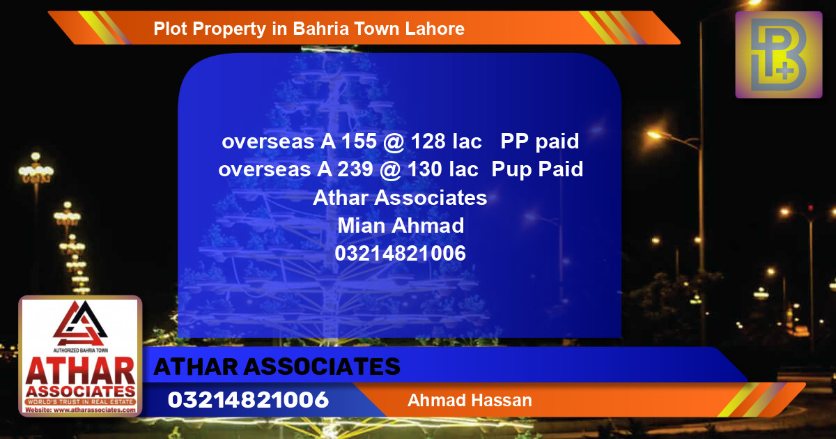 Residential Plot for Sale in Bahria Town, Lahore - (BP-60628)