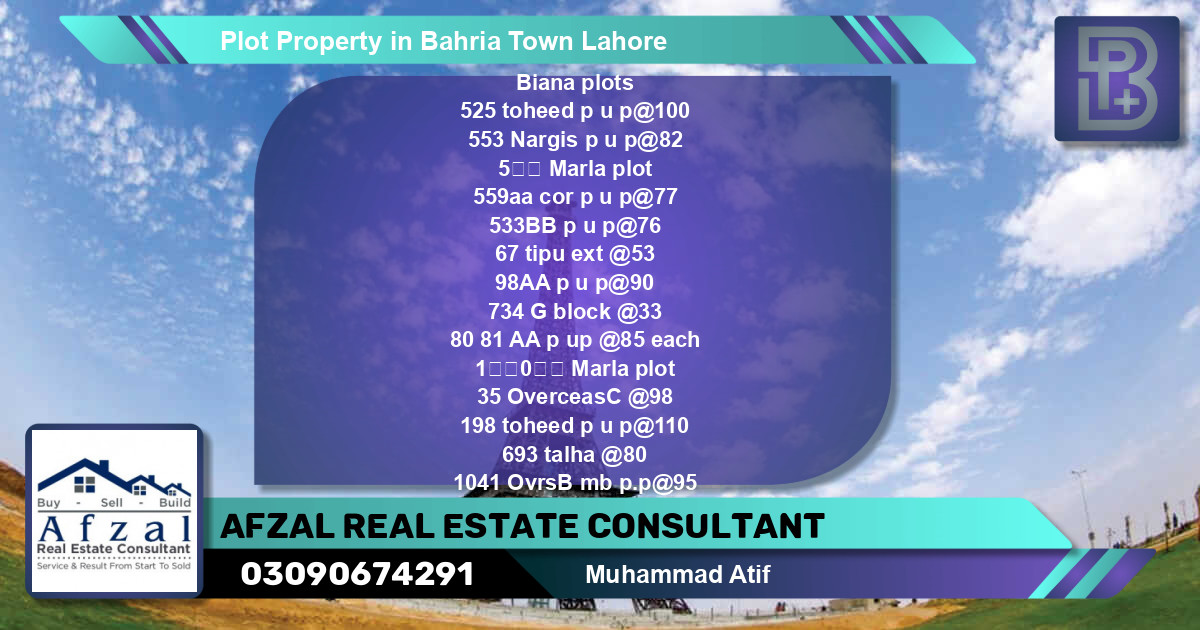 Residential Plot for Sale in Bahria Town, Lahore - (BP-60632)