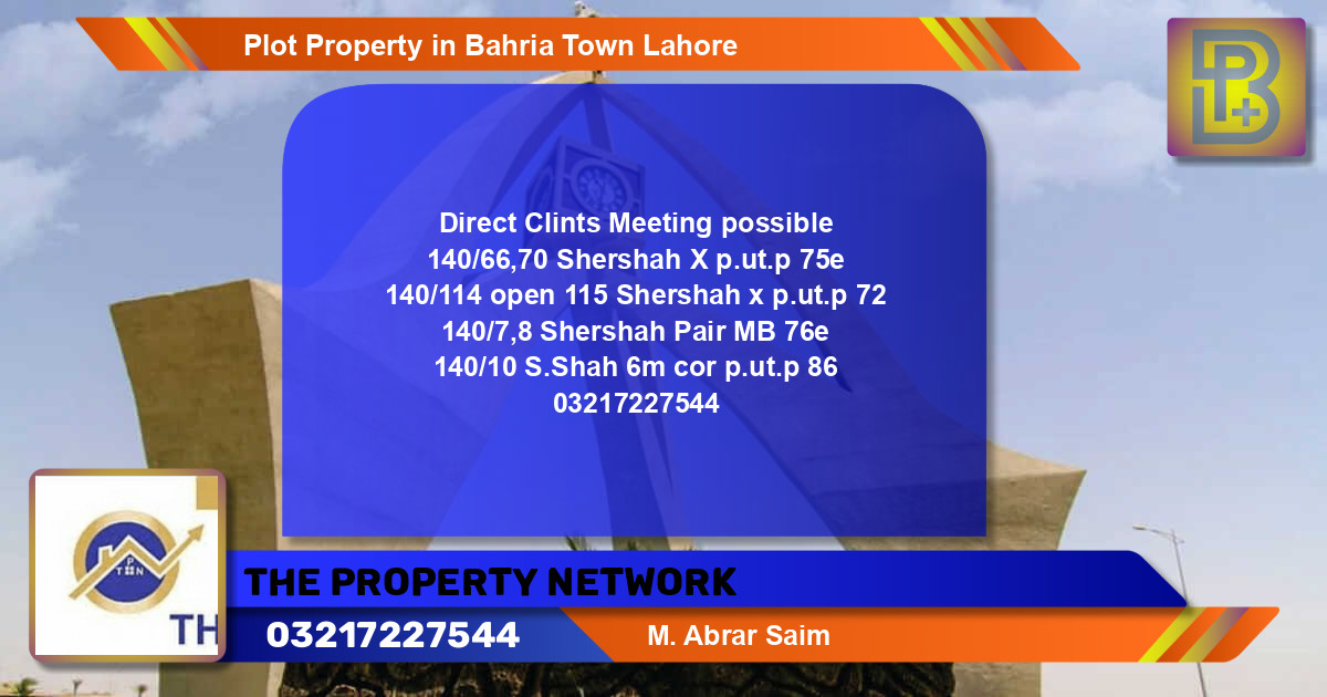 Residential Plot for Sale in Bahria Town, Lahore - (BP-60633)