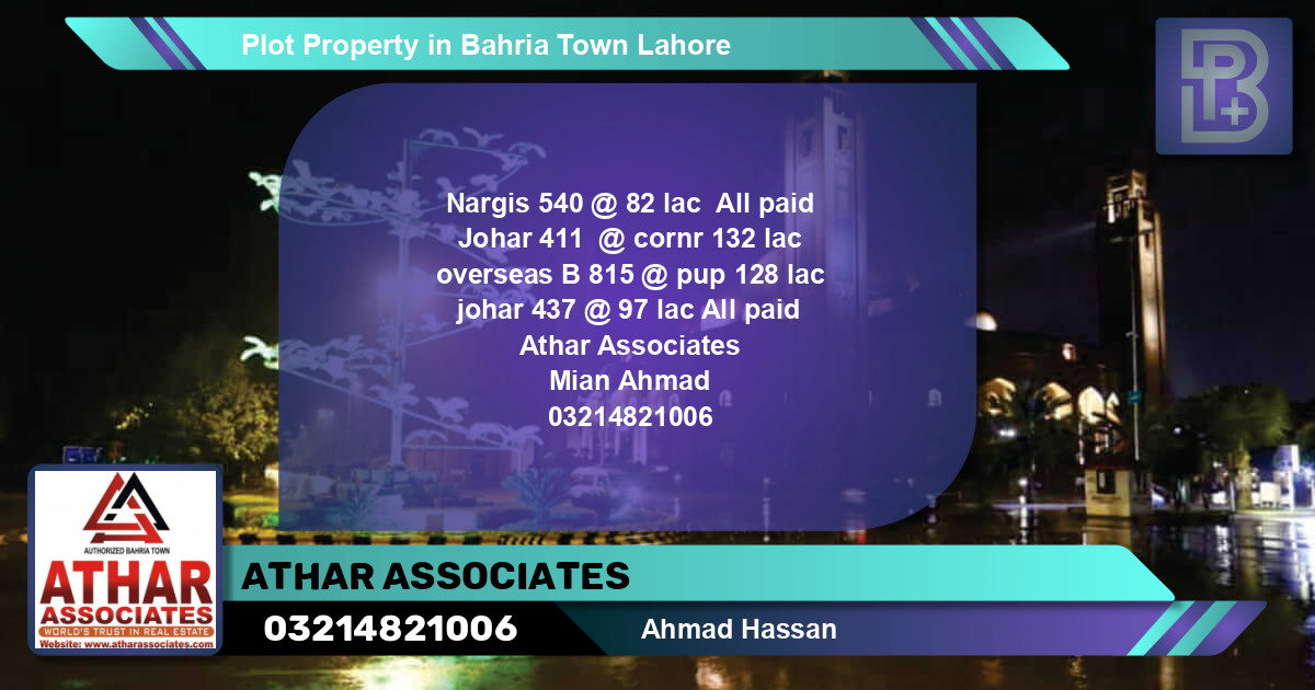 Residential Plot for Sale in Bahria Town, Lahore - (BP-60638)