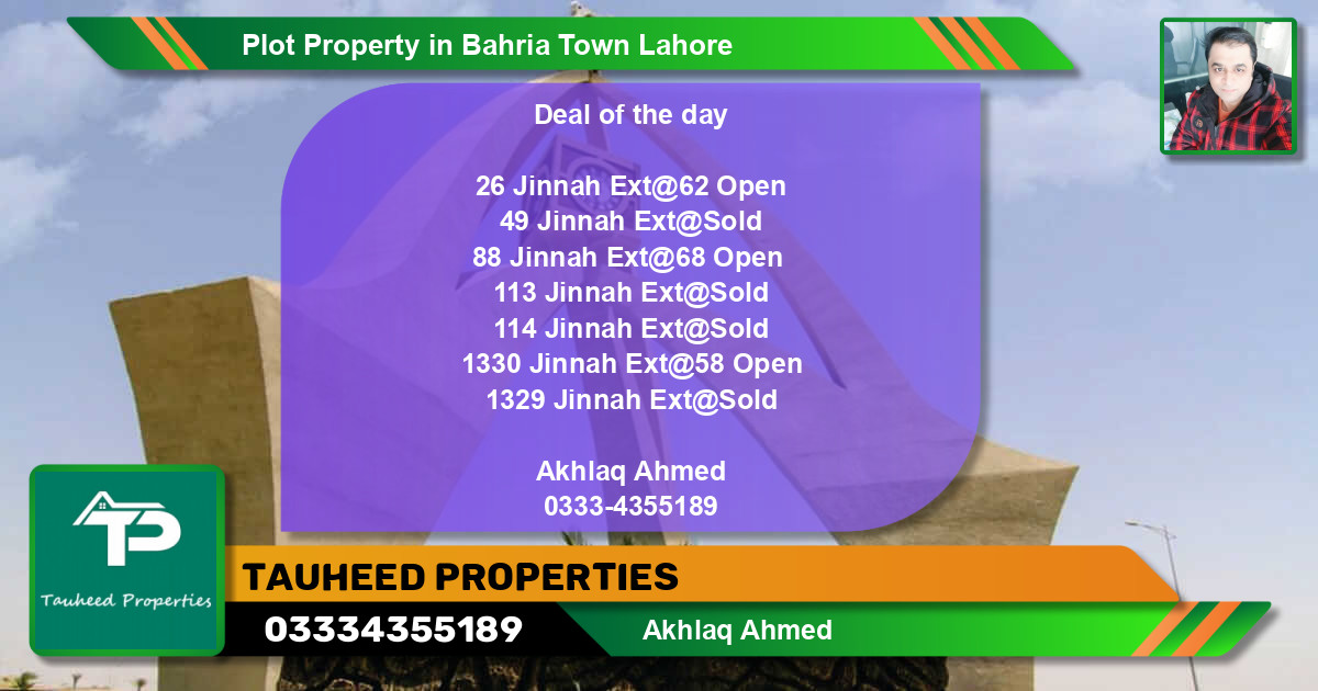Residential Plot for Sale in Bahria Town, Lahore - (BP-60643)