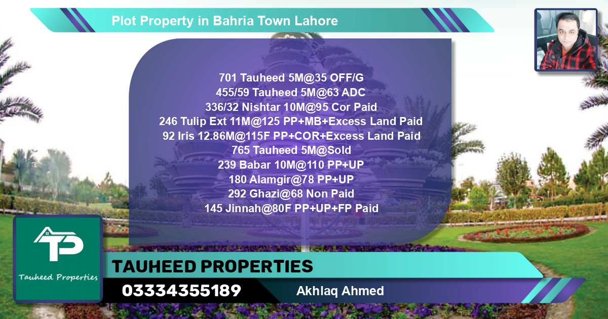 Residential Plot for Sale in Bahria Town, Lahore - (BP-60644)
