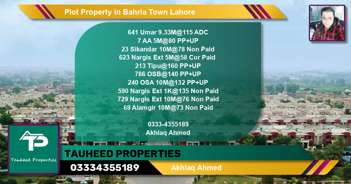 Residential Plot for Sale in Bahria Town, Lahore - (BP-60648)
