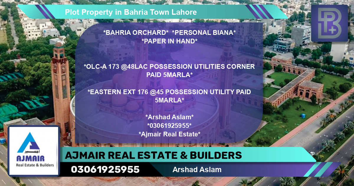 Residential Plot for Sale in Bahria Town, Lahore - (BP-60657)