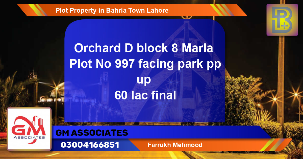 Residential Plot for Sale in Bahria Town, Lahore - (BP-60675)