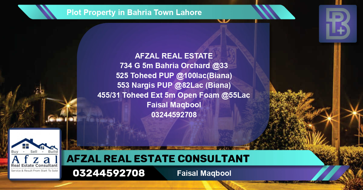 Residential Plot for Sale in Bahria Town, Lahore - (BP-60677)