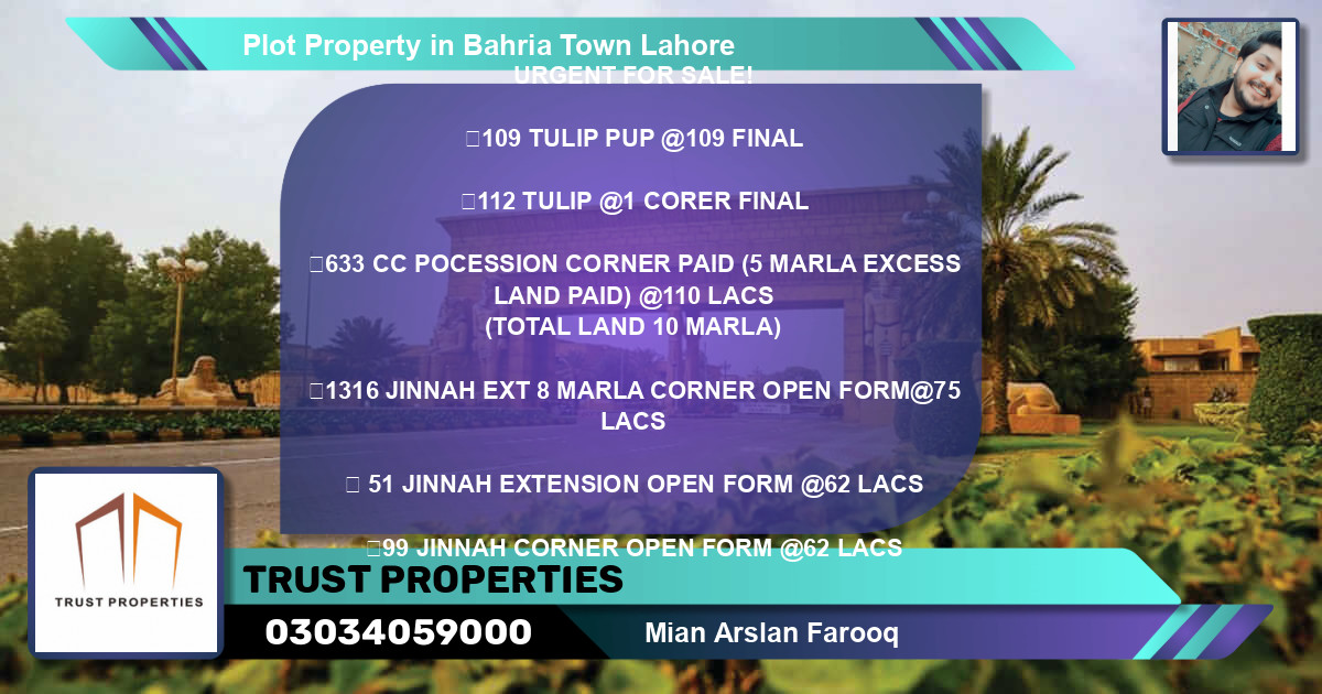 Residential Plot for Sale in Bahria Town, Lahore - (BP-60687)