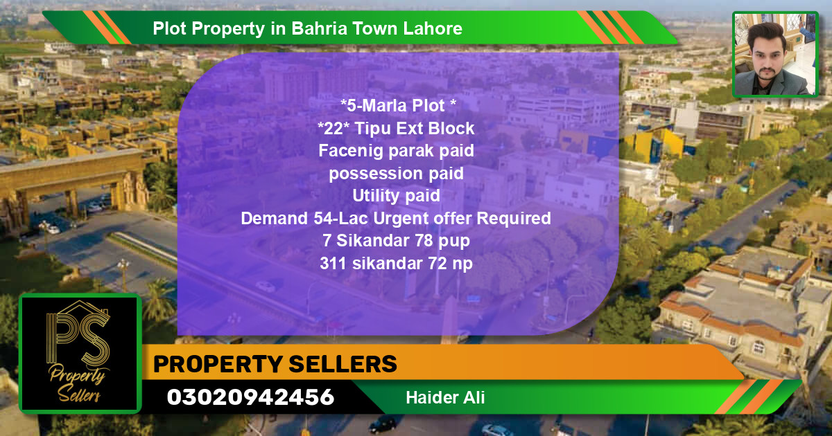 Residential Plot for Sale in Bahria Town, Lahore - (BP-60708)