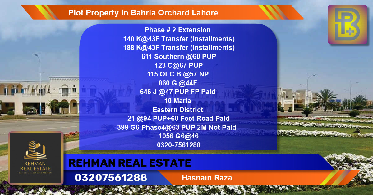 Residential Plot for Sale in Bahria Orchard, Lahore - (BP-60739)