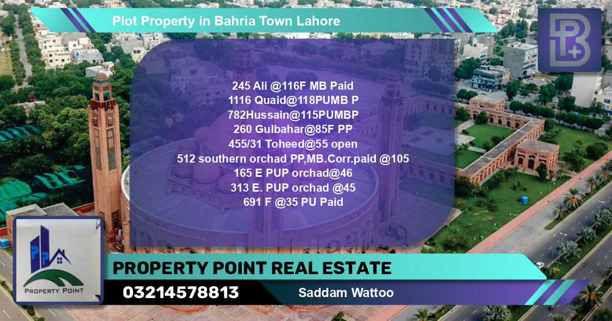 Residential Plot for Sale in Bahria Town, Lahore - (BP-60804)