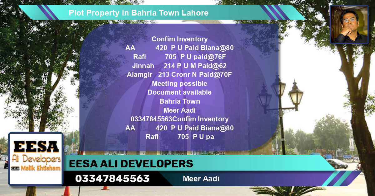 Residential Plot for Sale in Bahria Town, Lahore - (BP-60807)