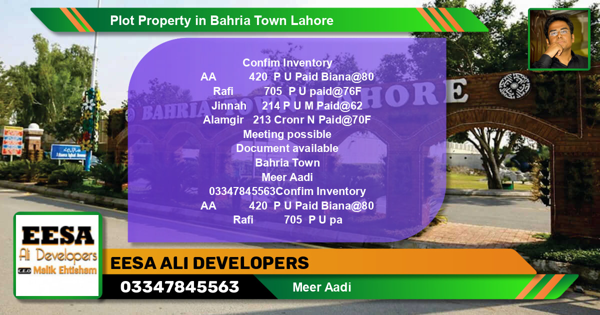 Residential Plot for Sale in Bahria Town, Lahore - (BP-60808)