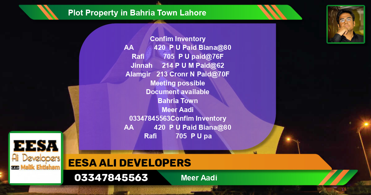 Residential Plot for Sale in Bahria Town, Lahore - (BP-60809)