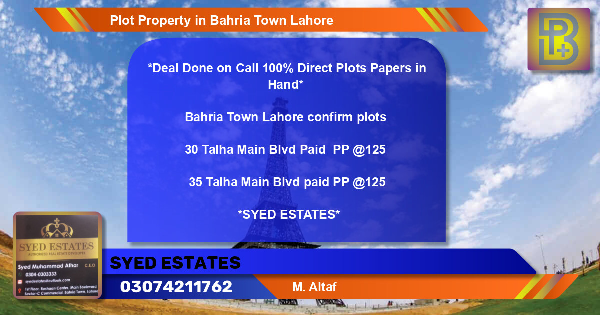 Residential Plot for Sale in Bahria Town, Lahore - (BP-60848)