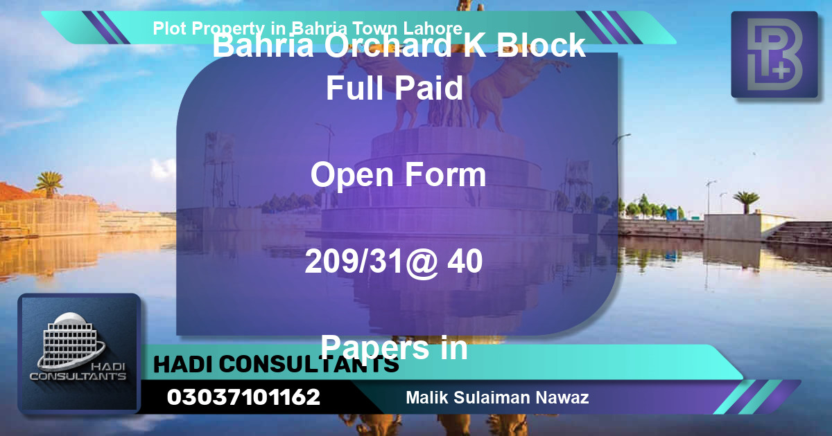 Residential Plot for Sale in Bahria Town, Lahore - (BP-60870)