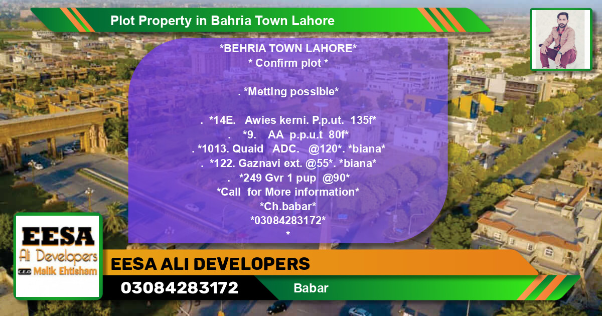 Residential Plot for Sale in Bahria Town, Lahore - (BP-60888)
