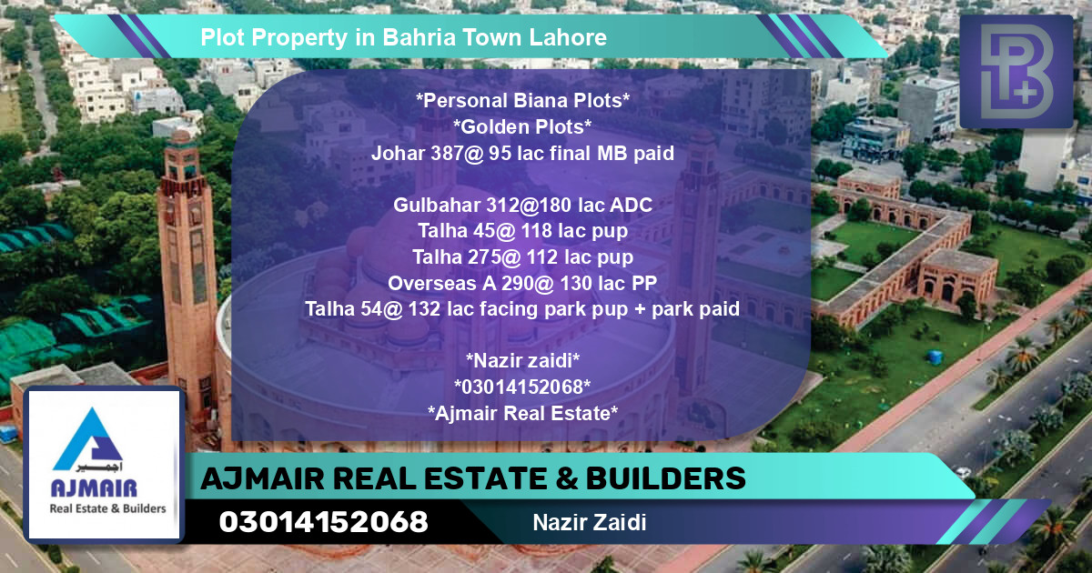 Residential Plot for Sale in Bahria Town, Lahore - (BP-60896)