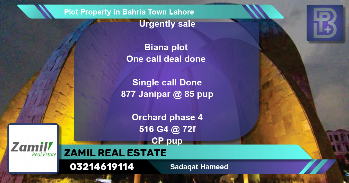 Residential Plot for Sale in Bahria Town, Lahore - (BP-60939)