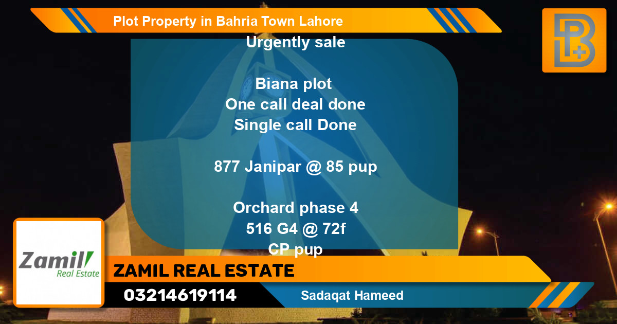 Residential Plot for Sale in Bahria Town, Lahore - (BP-60941)