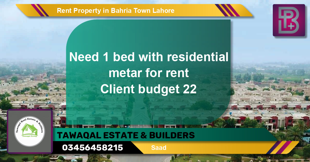 Residential Property for Rent in Bahria Town, Lahore - (BP-60952)
