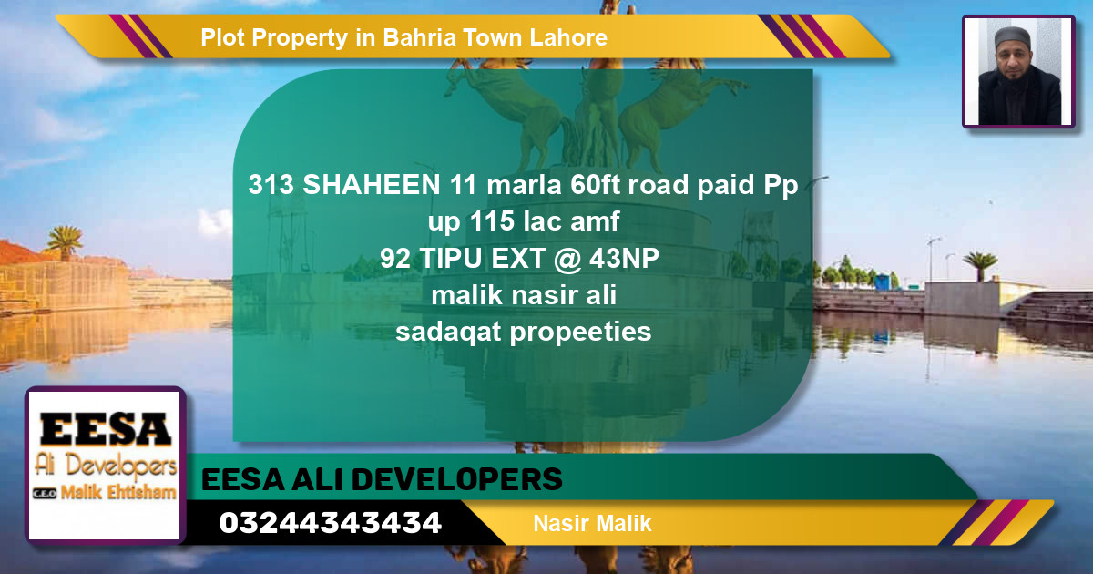 Residential Plot for Sale in Bahria Town, Lahore - (BP-60964)