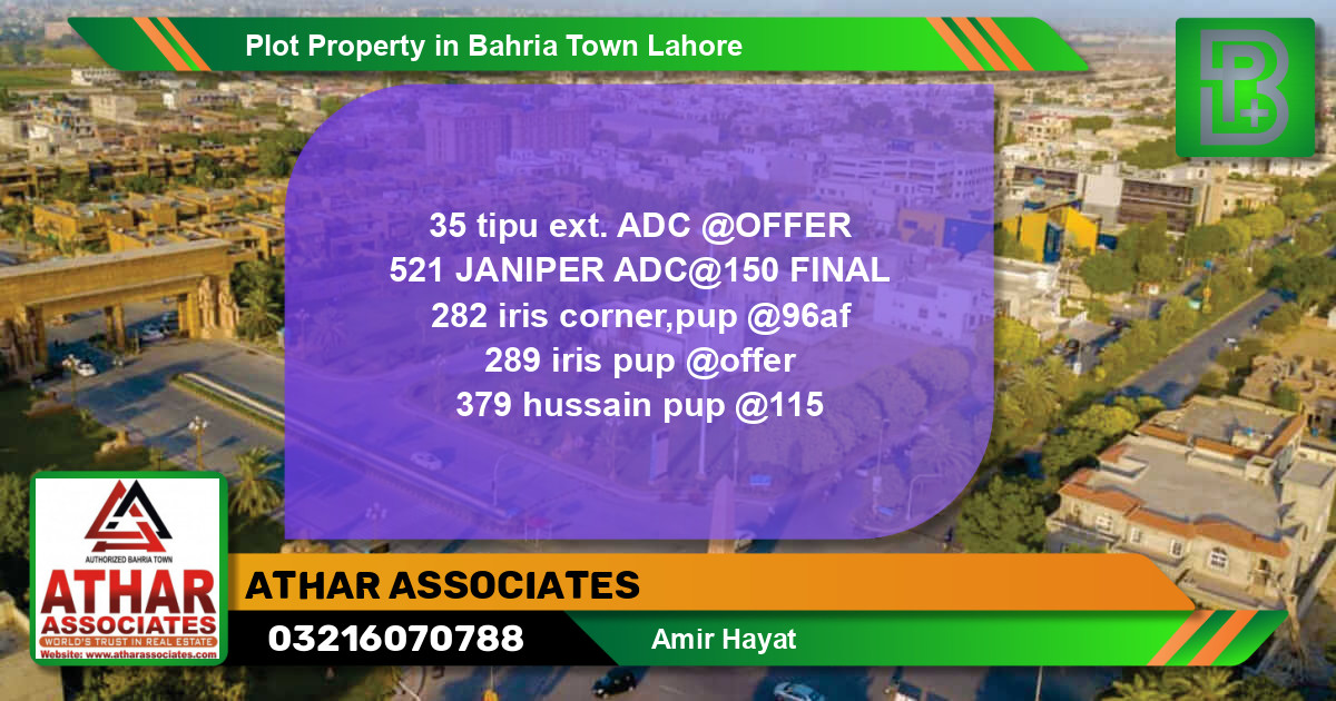 Residential Plot for Sale in Bahria Town, Lahore - (BP-61050)