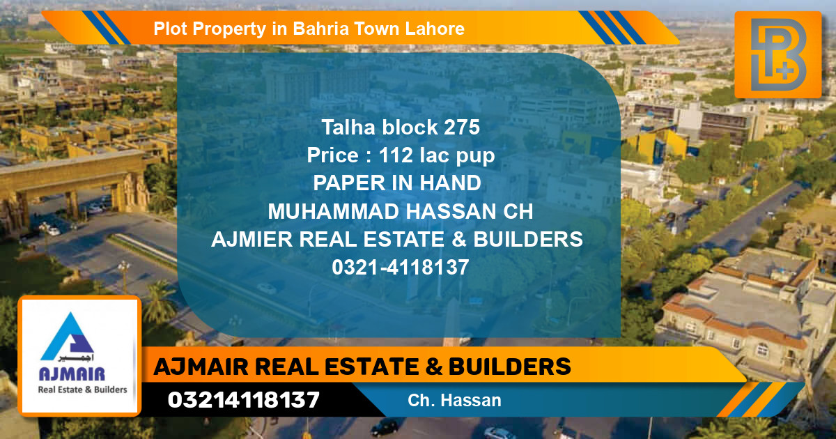 Residential Plot for Sale in Bahria Town, Lahore - (BP-61064)