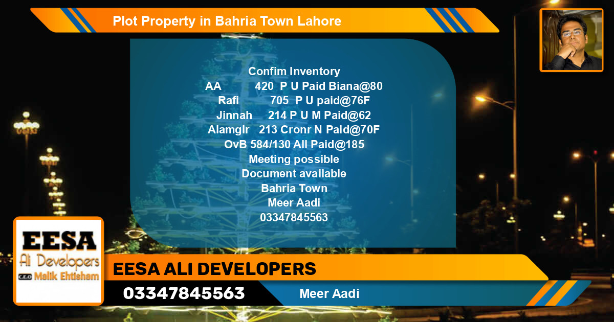 Residential Plot for Sale in Bahria Town, Lahore - (BP-61095)