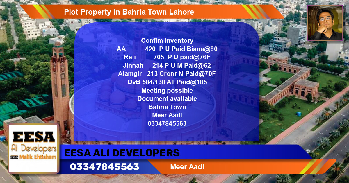 Residential Plot for Sale in Bahria Town, Lahore - (BP-61097)