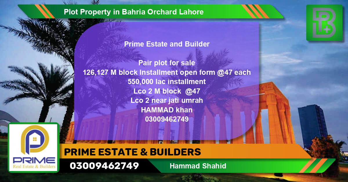 Residential Plot for Sale in Bahria Orchard, Lahore - (BP-61155)