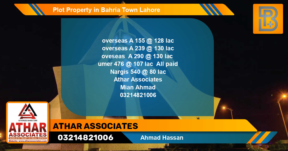 Residential Plot for Sale in Bahria Town, Lahore - (BP-61173)
