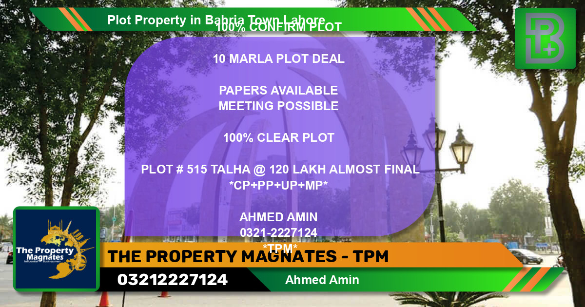 Residential Plot for Sale in Bahria Town, Lahore - (BP-61193)