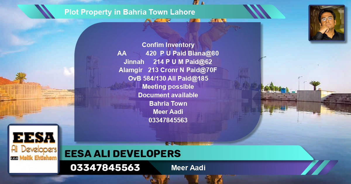 Residential Plot for Sale in Bahria Town, Lahore - (BP-61200)