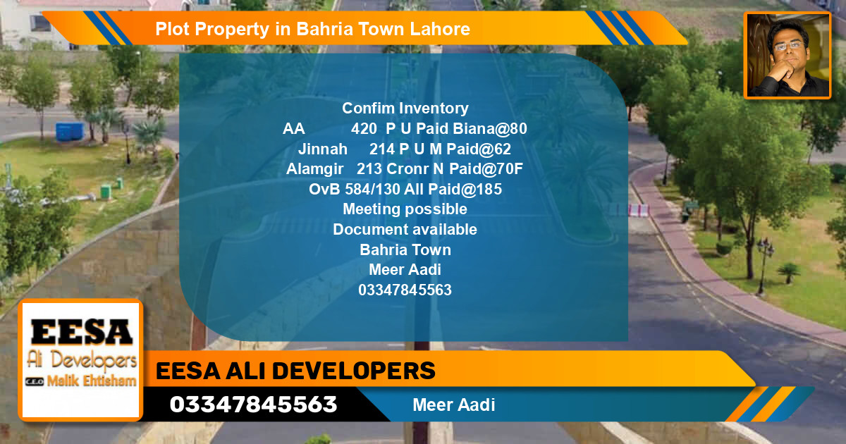 Residential Plot for Sale in Bahria Town, Lahore - (BP-61201)
