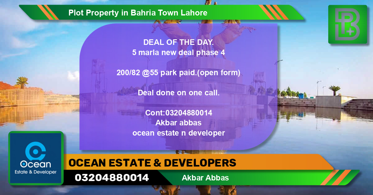 Residential Plot for Sale in Bahria Town, Lahore - (BP-61216)