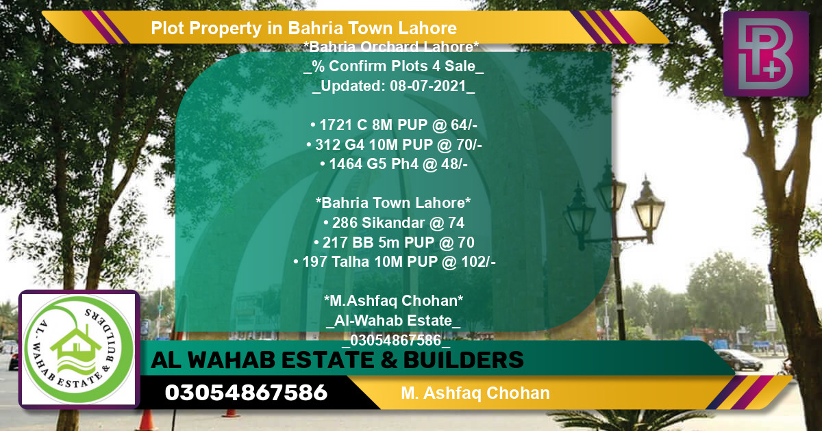 Residential Plot for Sale in Bahria Town, Lahore - (BP-61220)