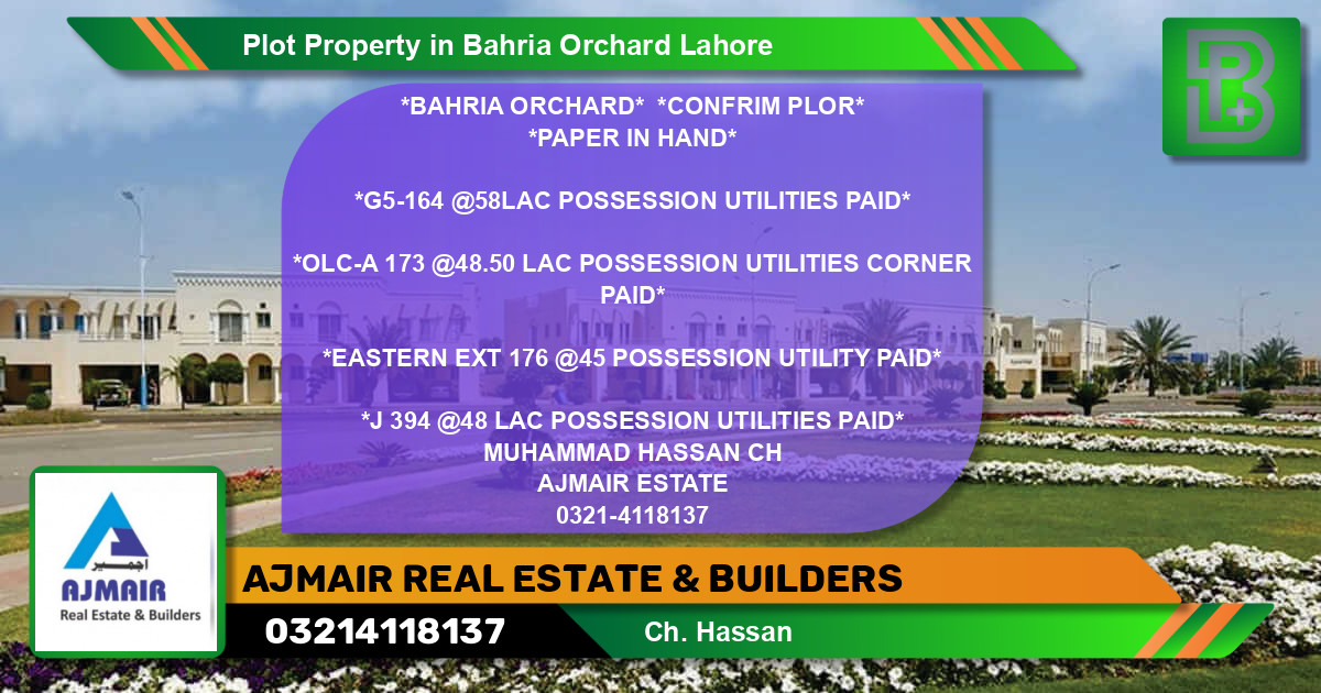 Residential Plot for Sale in Bahria Orchard, Lahore - (BP-61229)