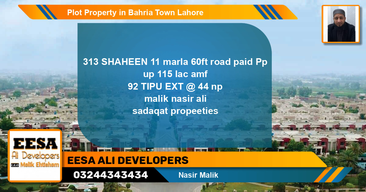 Residential Plot for Sale in Bahria Town, Lahore - (BP-61233)